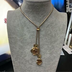 Vintage Gold Double Rose Necklace